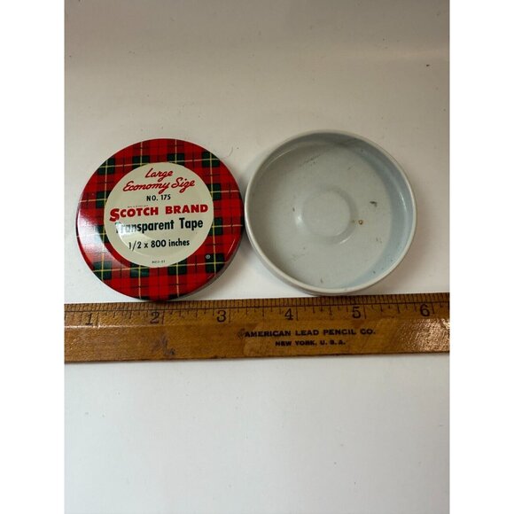 Vintage Scotch Brand Transparent Tape 1/2" x 800" Large Economy size no 175 Tin - Picture 4 of 7